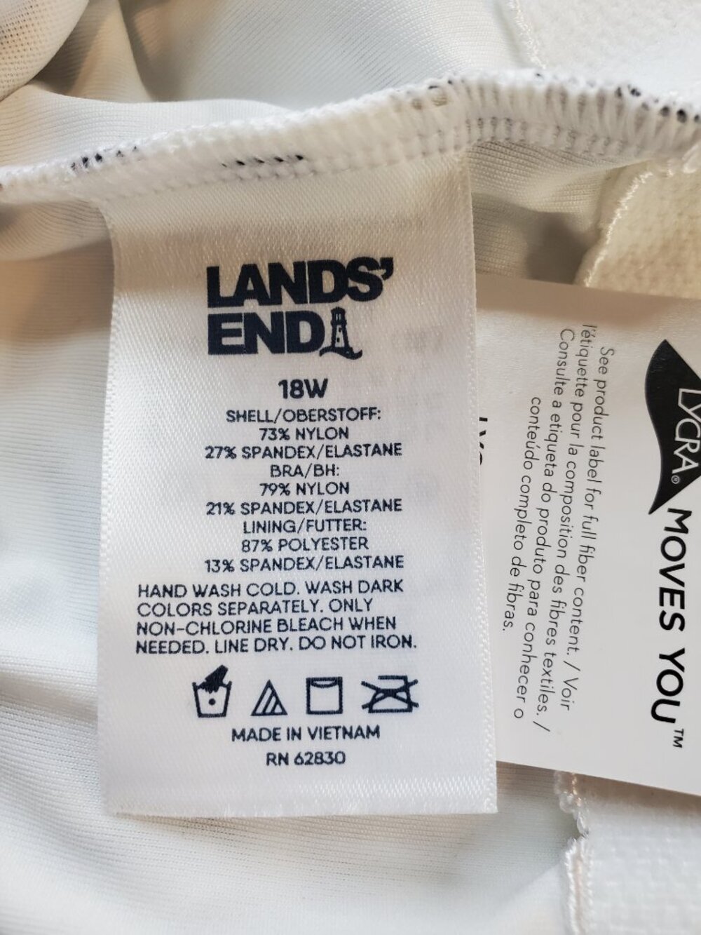 LANDS END 1 Piece Swimsuit Chlorine Resistant Tugless Tank Soft Cup SZ 18W - Picture 3 of 9